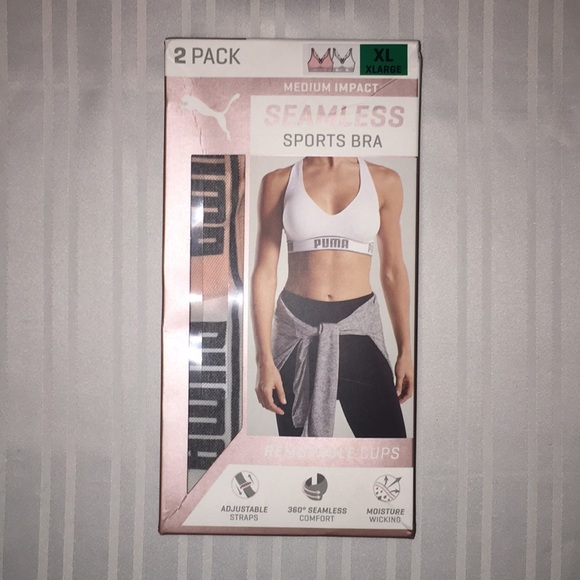 New Puma Women's Seamless Sports Bra 2 Pack - Picture 5 of 8